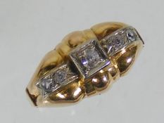 A French 18ct Gold Ring With Diamonds