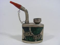A Chinese Stone & White Metal Pipe