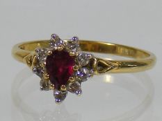 A Vintage 18ct Gold Ladies Ring With Diamond & Rub