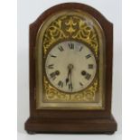 C.1900 Oak Cased Mantel Clock With Silvered Dial