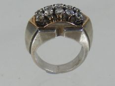 A Ladies French Silver & Gold 1920'S Art Deco Ring