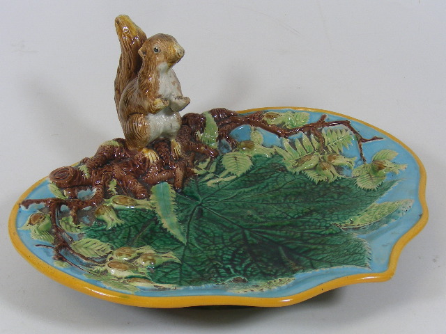 A 19thC. George Jones Majolica Squirrel Dish (Loss