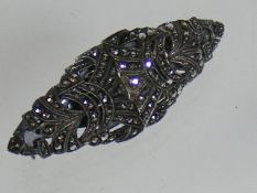 A Vintage Silver & Marcasite Double Clip Brooch