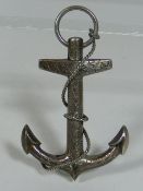 A Victorian White Metal Anchor Brooch