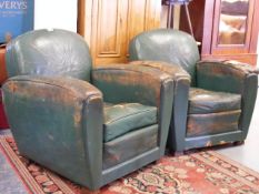 A Pair Of 1920'S Art Deco French Leather Club Chai