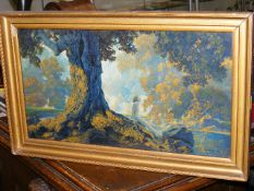 An Early 20thC. Maxfield Parrish Print Of Girl Sat