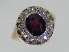A Vintage Ladies 9ct Diamond & Amethyst Ring