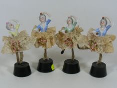 Four Continental Porcelain Can-Can Girls