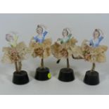 Four Continental Porcelain Can-Can Girls