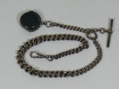 A Victorian Silver Guard Chain With Fob
