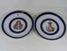 A Pair Of Continental Porcelain Portrait Plates