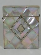 A Silver Inlaid Ladies Mother Of Pearl Card Case