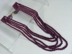 A Vintage Five Strand Ruby Necklace In Excess Of 1