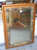 An Antique Mirror With Decorative Carved Floral Fr