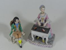 A Dresden Lady Seated & One Other German Figure