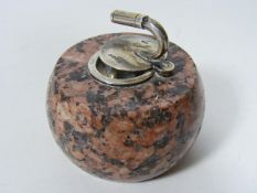 A Scottish Granite Inkwell As A Curling Stone With