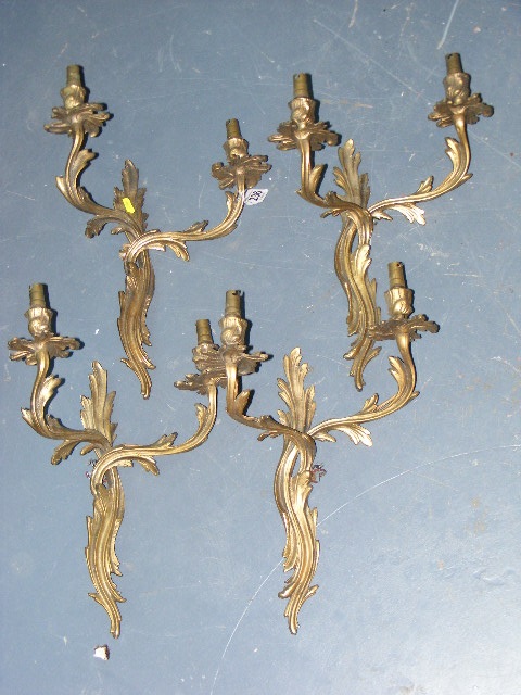 Four Wall Mounted Gilt Metal Light Fittings