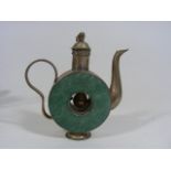 A Chinese Stone & White Metal Teapot