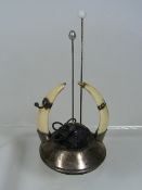 A Silver & Ivory Hat Pin & Ring Stand