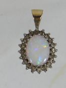 A Gold Opal & Diamond Pendant