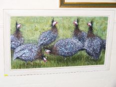 A Beverly Madley Framed Acrylic Of Guinea Fowl