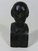 An Antique Carved Bust Of William Shakespeare Insc