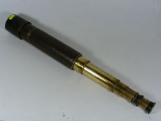 An Antique Leather Cased Five Draw Telescope Inscr
