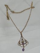 An Early 20thC. Ladies 9ct Gold Necklace With Amet