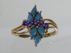 A 9ct Gold Ladies Opal & Amethyst Ring