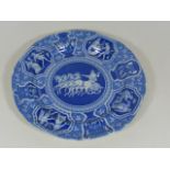 A 19thC. Blue & White Transferware Plate With Neo-