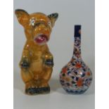 A 1920'S Japanese Lustreware Dog Figure Twinned Wi