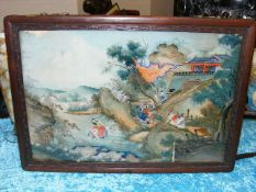 A 19thC. Hardwood Framed Chinese Back Painted Pict