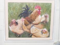 A Beverly Madley Framed Acrylic Of Farm Chickens