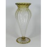 A Good C.1900 Tall Glass Vase With Ribbed Twist De