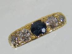 A Ladies High Carat Diamond & Sapphire Ring