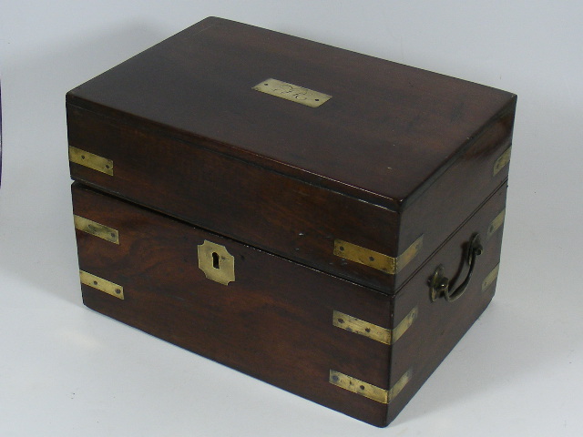 A 19thC. Brass Bound Mahogany Tea Caddy With Inser
