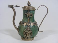 A Chinese Stone & White Metal Teapot