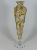 A Tall Iridescent Glass Footed Vase