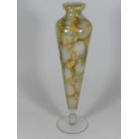 A Tall Iridescent Glass Footed Vase