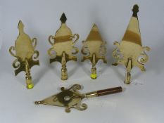 Five Brass Antique Pole Heads