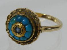 An Antique 9ct Gold Ring With Turquoise Stone