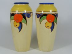 A Pair Of Royal Venton Art Deco Vases Signed Harol
