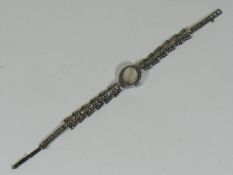 A Ladies Art Deco Silver & Marcasite Wristwatch