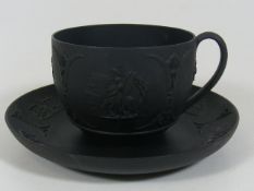 A 19thC. Wedgwood Basalt Cup & Saucer