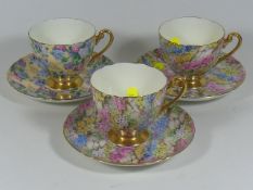 Three Early 20thC. Shelley Porcelain Cups With Sau