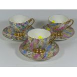 Three Early 20thC. Shelley Porcelain Cups With Sau