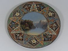 A Thune Majolica Plate With Hand Painted Landscape