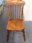 Four 19thC. Beech & Elm Farmhouse Kitchen Chairs