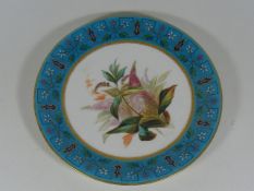 A 19thC. Hand Painted Worcester Plate With Enamell