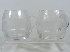 Two Moser Style Crystal Tankards Etched With Safar